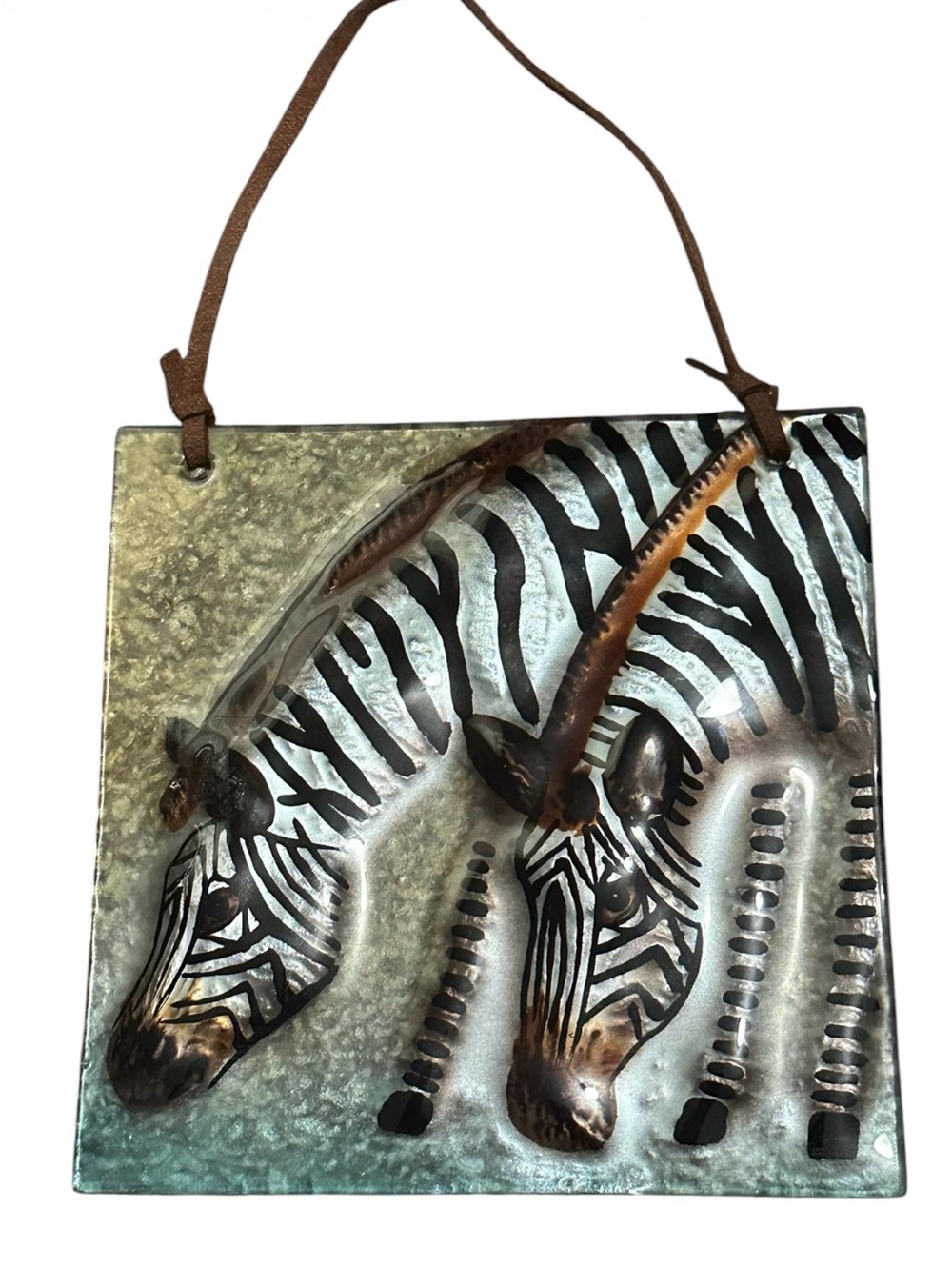Zebra glass Wall decor - Black, Silver, Brown - Picture 2 of 4